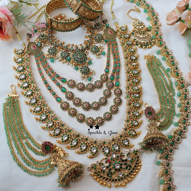 Beautiful Peacock Layered AD bridal set