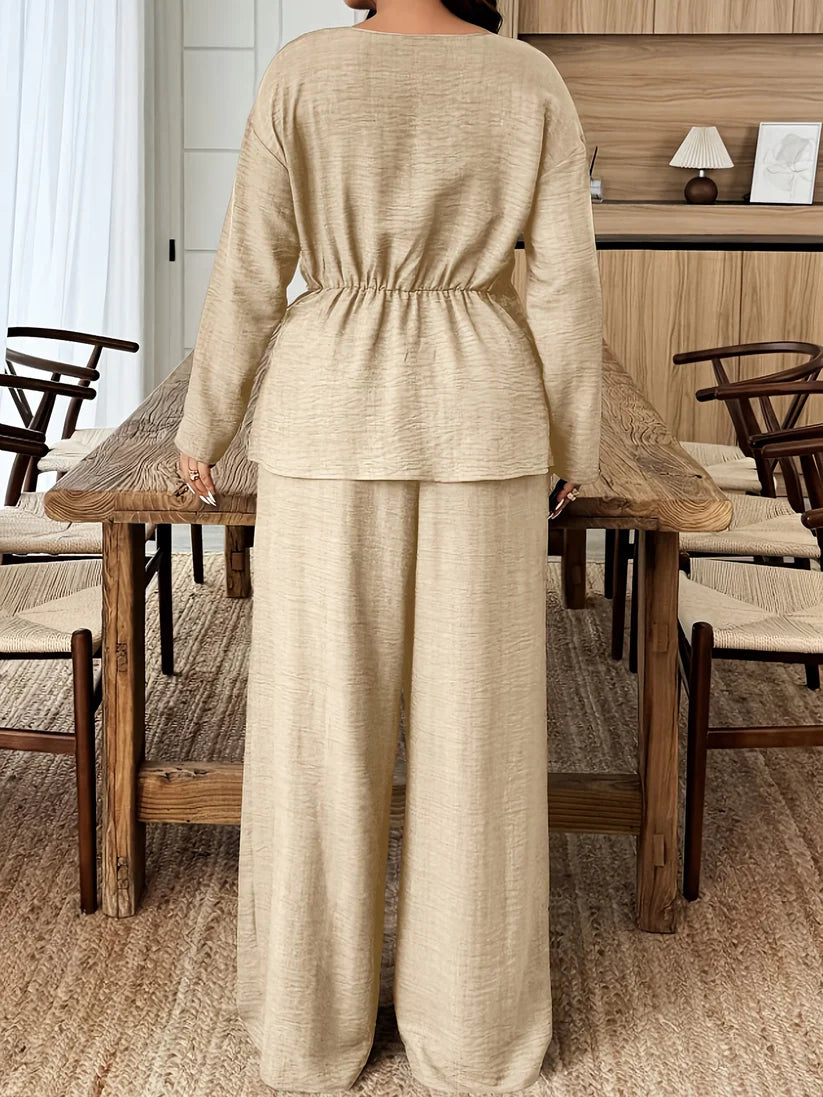 Elegant Pleated Waist Tie Co-Ord Set