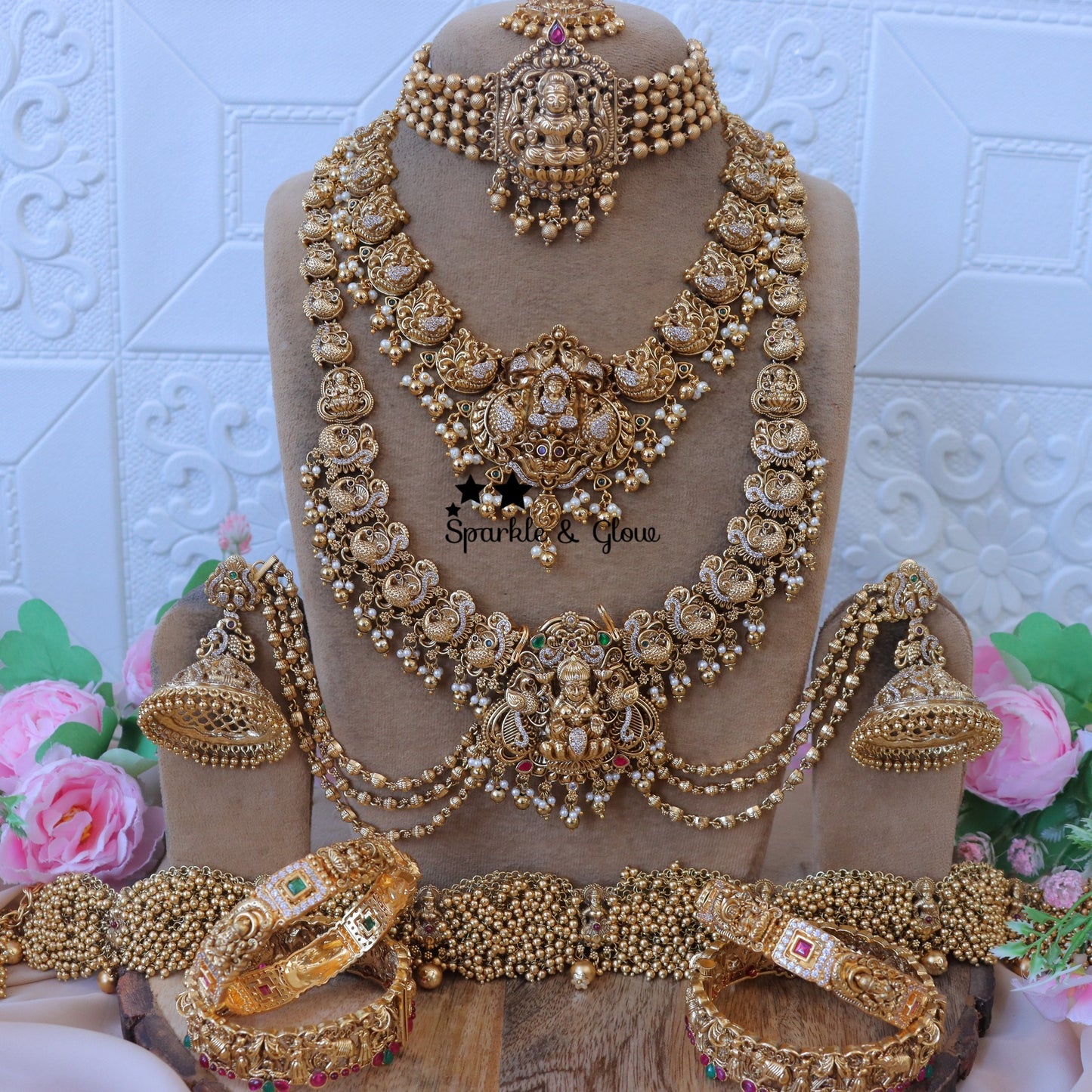 Exquisite Full Combo Jadau Kundan Necklace Set for Wedding Glamour