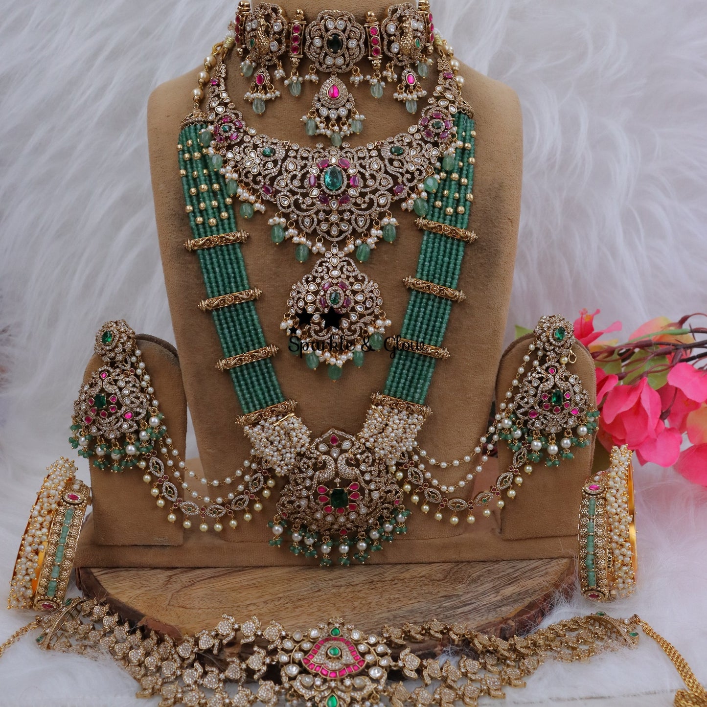 Jewelry Combo Stone American Diamond Bridal sets Get Free Gift Above