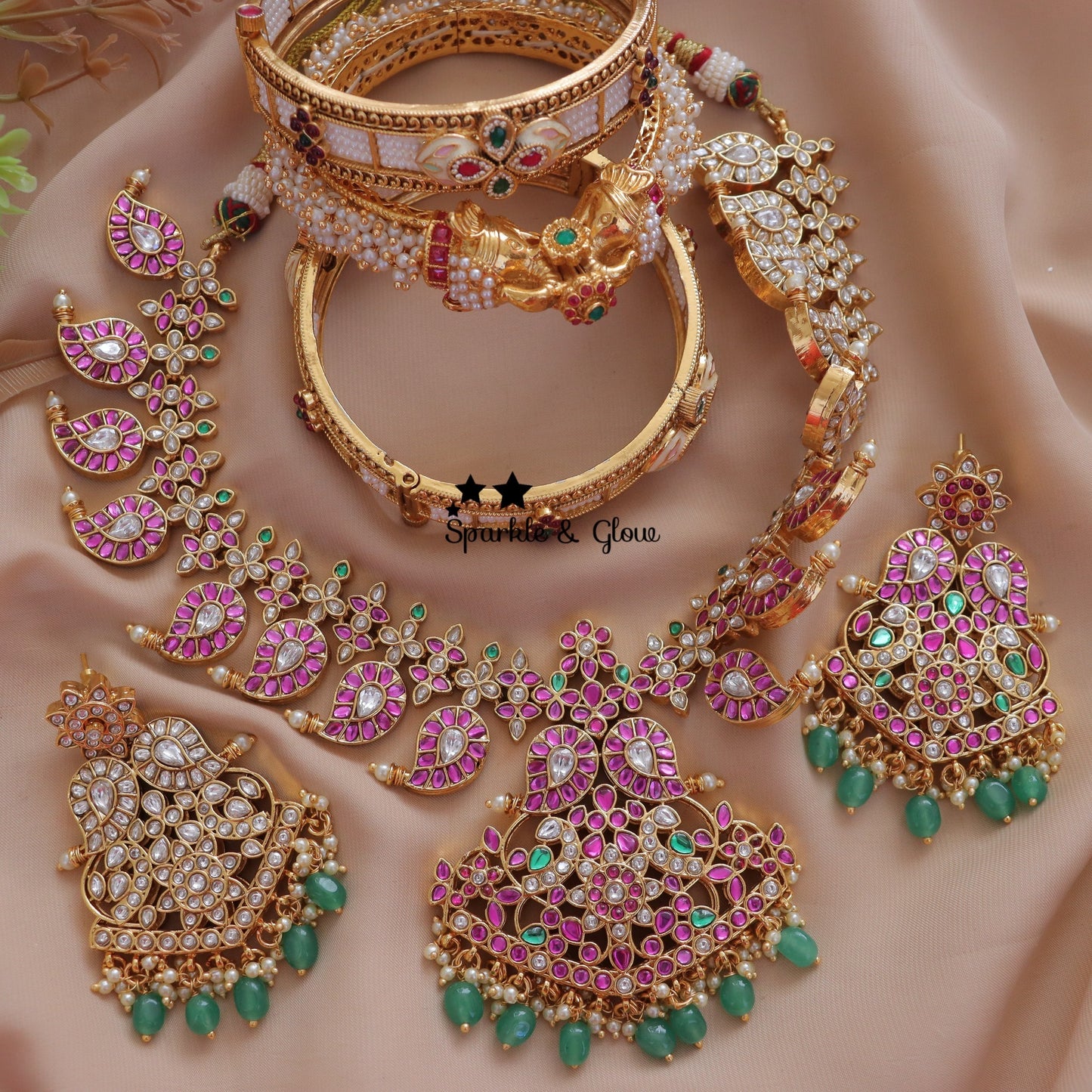 Exquisite Combo Jadau Kundan Pearl Choker Necklace