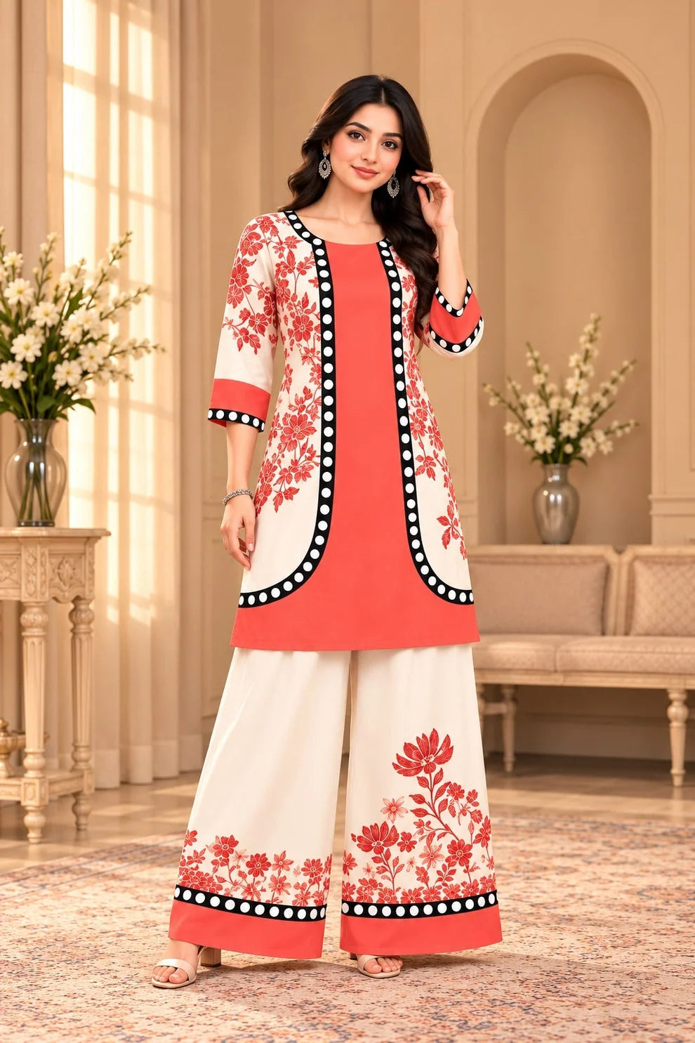 Straight Kurta and Wide-Leg Palazzo
