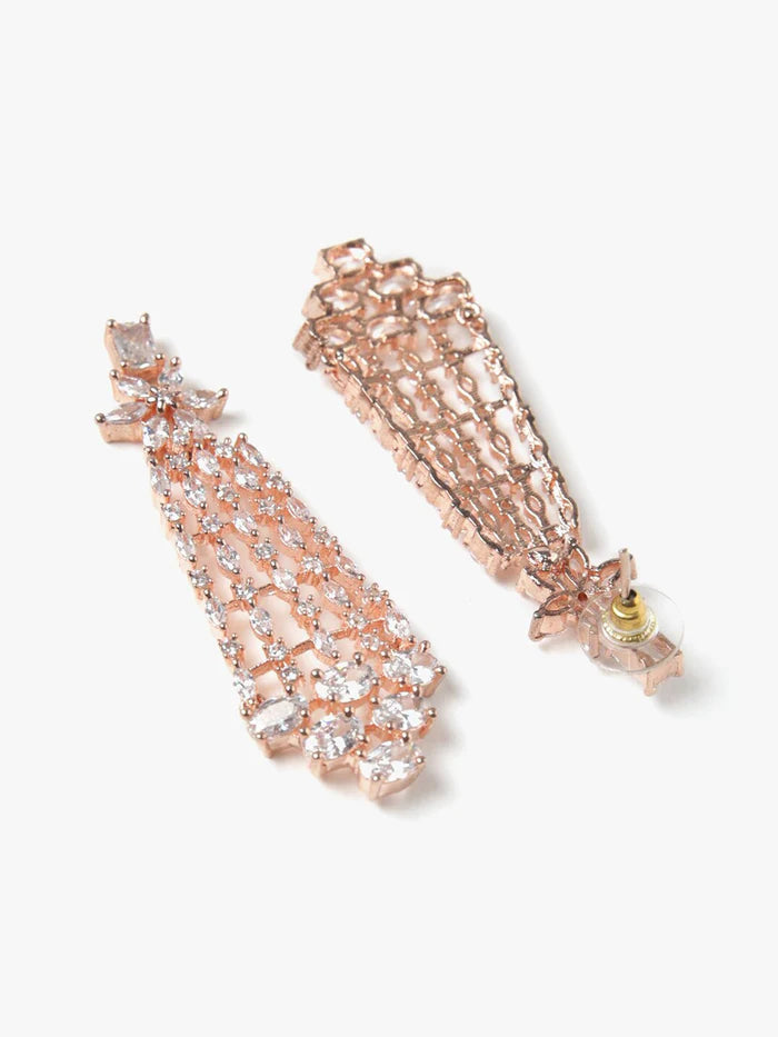 Rose Gold-Plated American Diamond-Studded Jewellery Set