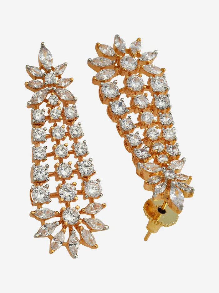 White Rhodium Gold-Plated Party Zircon Jewellery Set