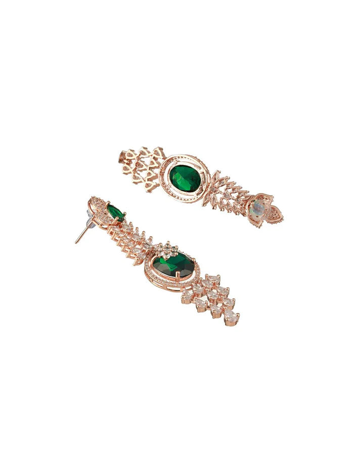 Rose Gold-Plated Cubic Zirconia Studded Jewellery Set