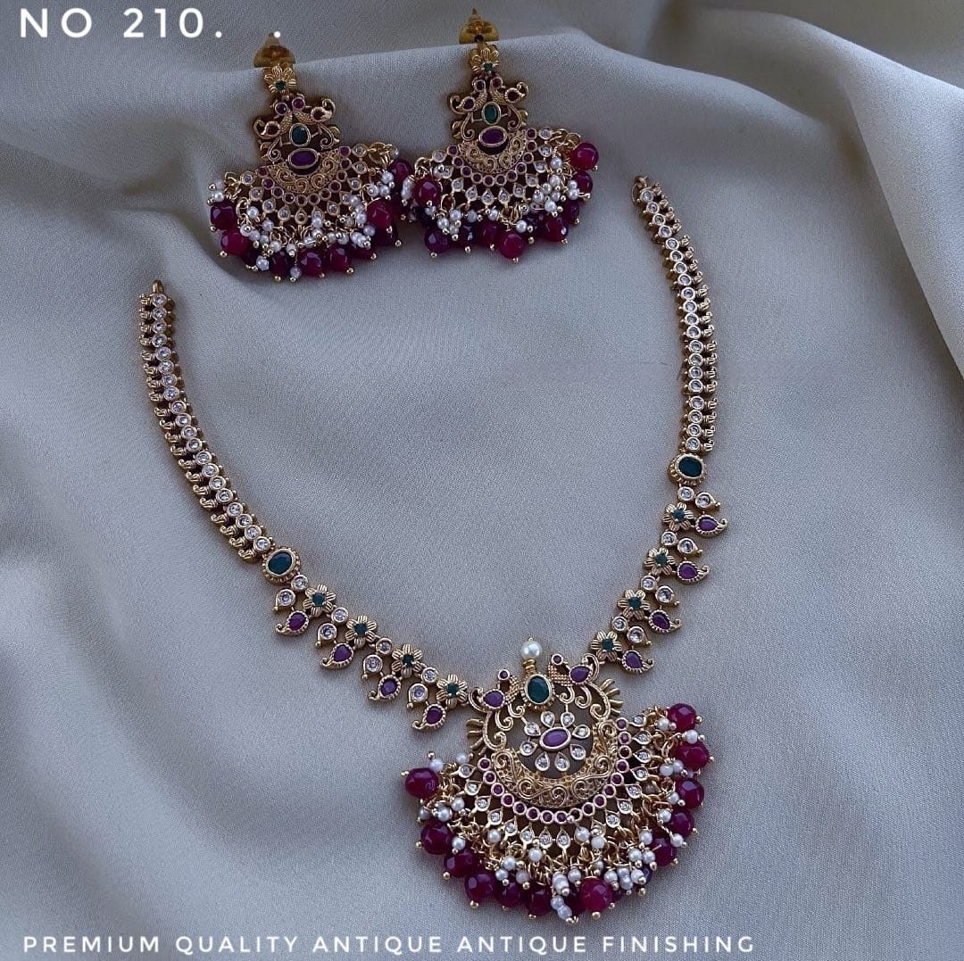 Grand Victorian AD Floral Bridal Set with Necklaces