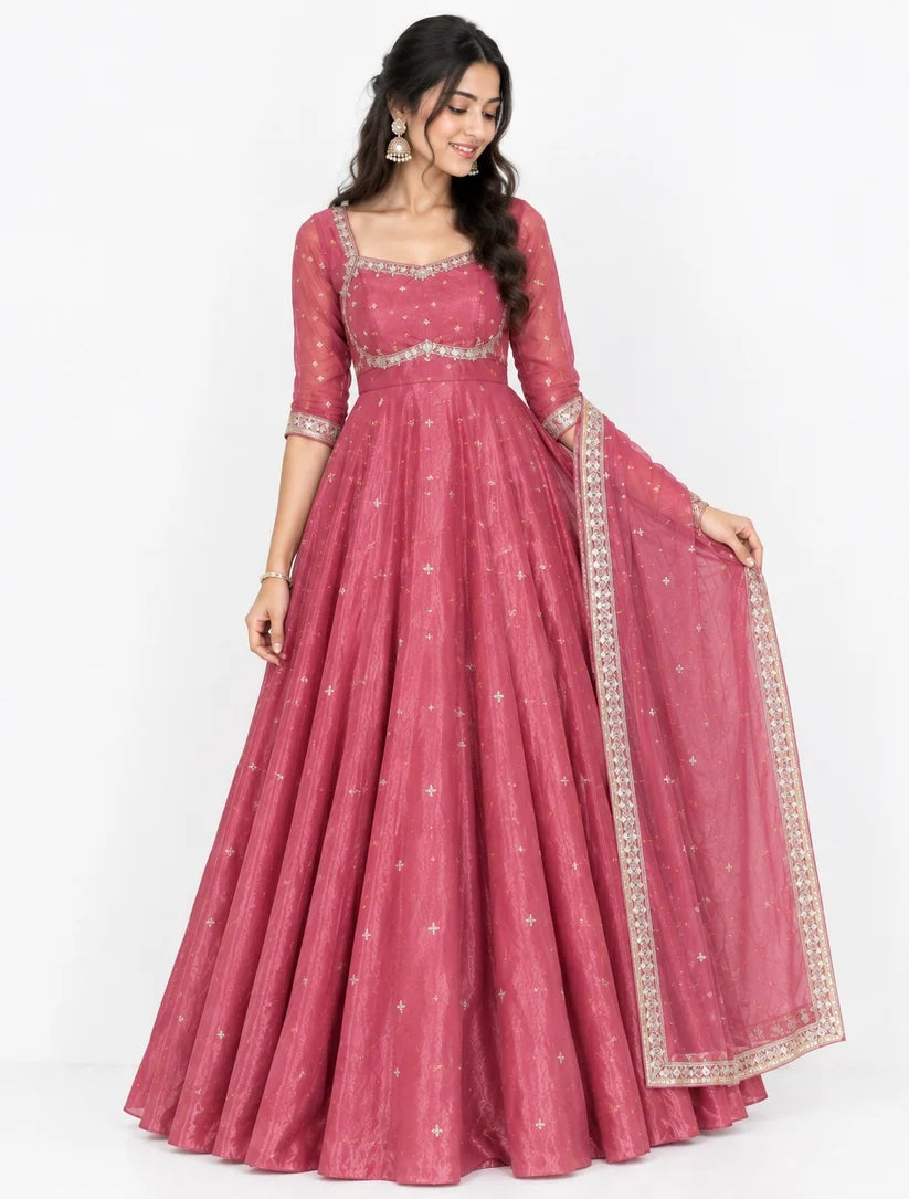 Women’s Embroidered Anarkali Suit Set