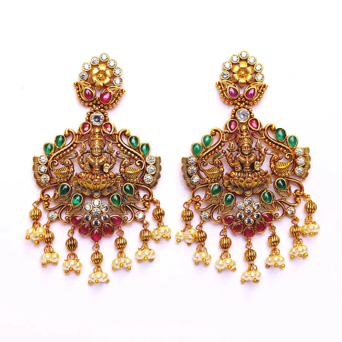 lakshmi and stonework Choker paired with jhumkas by Chandicharm