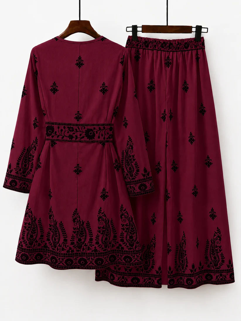 Floral Elegance Women's Matching Top & Pants Set
