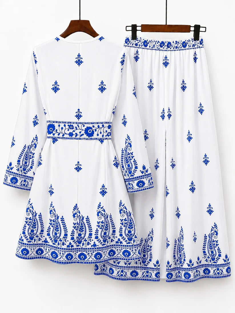 Floral Elegance Women's Matching Top & Pants Set