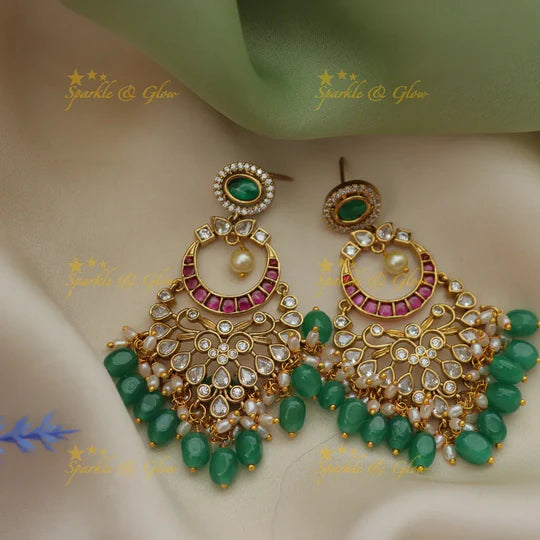 Exclusive Floral Kemp Beaded Earrings Earchain Combo