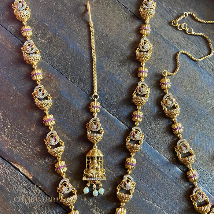 Design Gold Look Mahalakshmi AD Mayil Bridal Combo