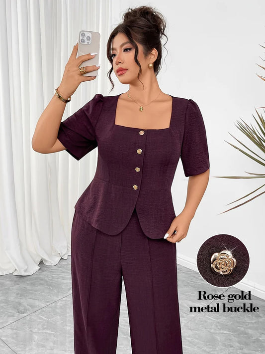 RoseAura Plus Size Co-Ord Set