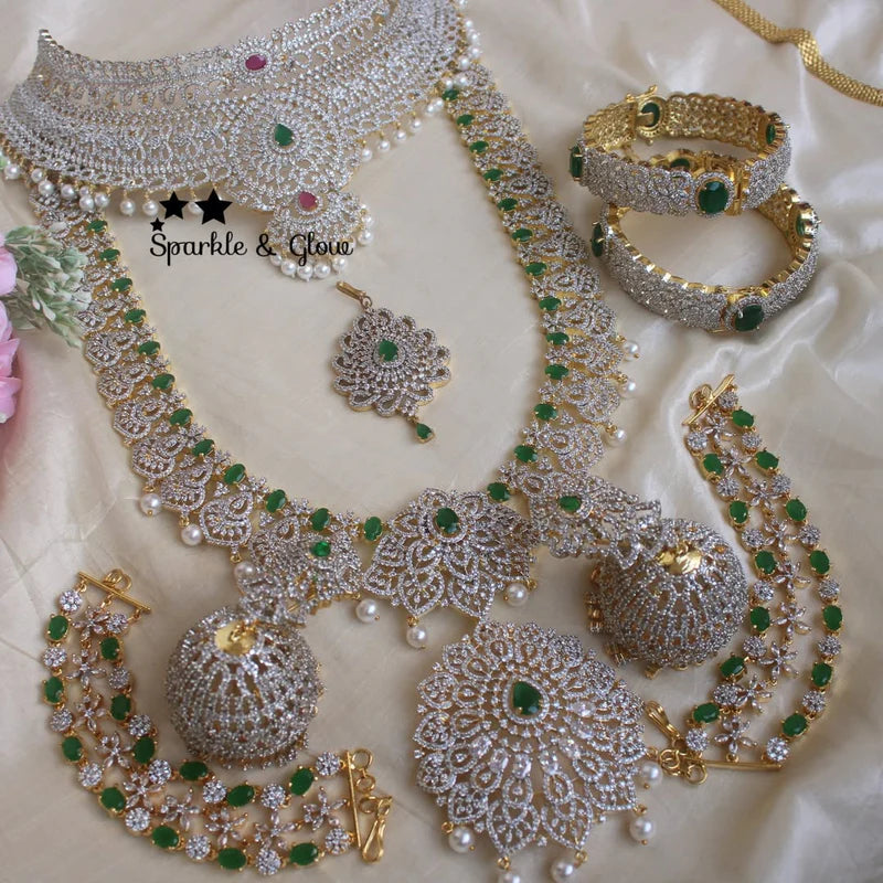 Green Rose gold Necklace Full set chocker