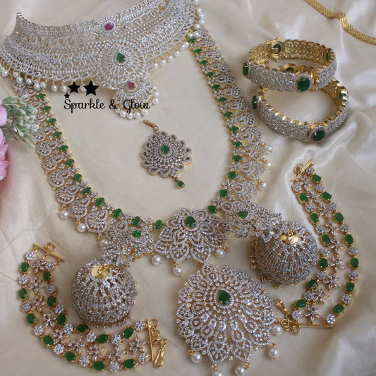 Green Rose gold Necklace Full set chocker