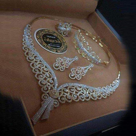 new American Diamond High Quality Earrings, choker, Jumka and necklace set