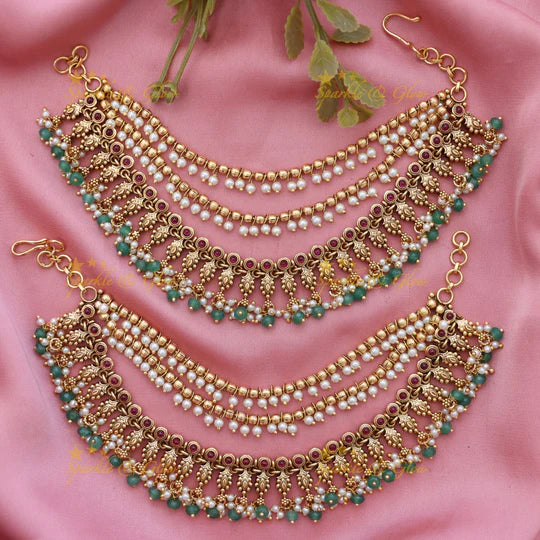 Exclusive Floral Kemp Beaded Earrings Earchain Combo