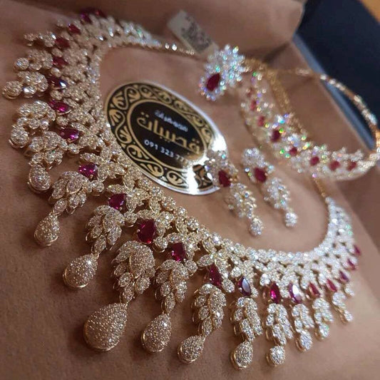 New American Diamond High Quality Earrings, choker, Jumka and necklace set