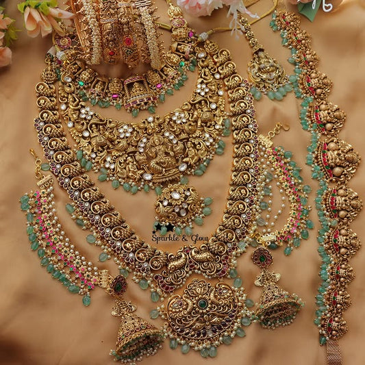 Grand Lakshmi Peacock carved guttapusalu bridal set