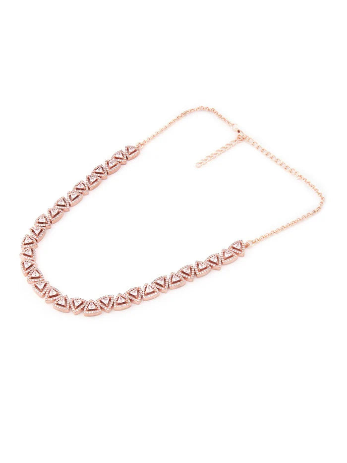 Women Rose Gold-Plated & White CZ Studded Jewellery Set