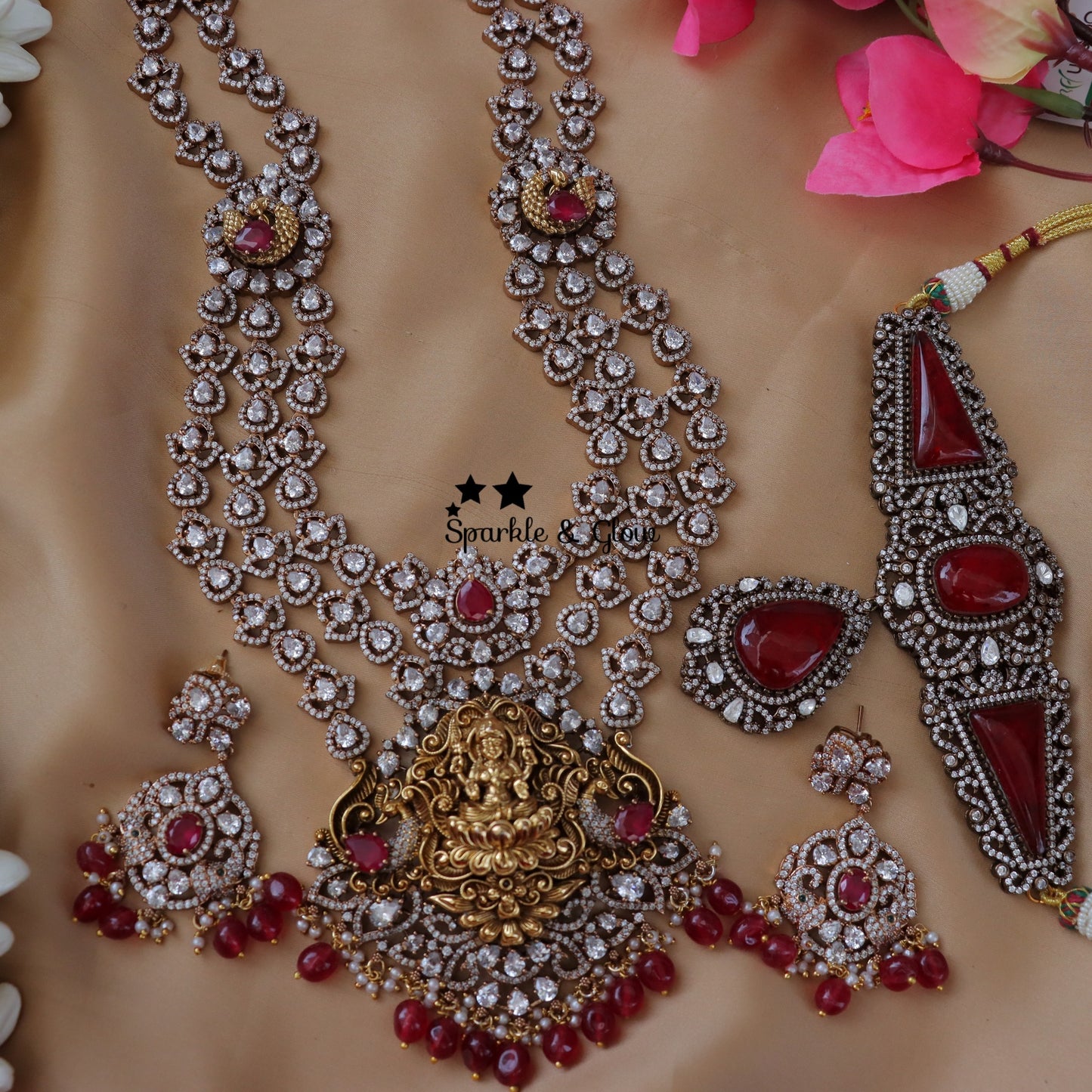 Jewelry Combo Stone American Diamond Bridal sets Get Free Gift Above