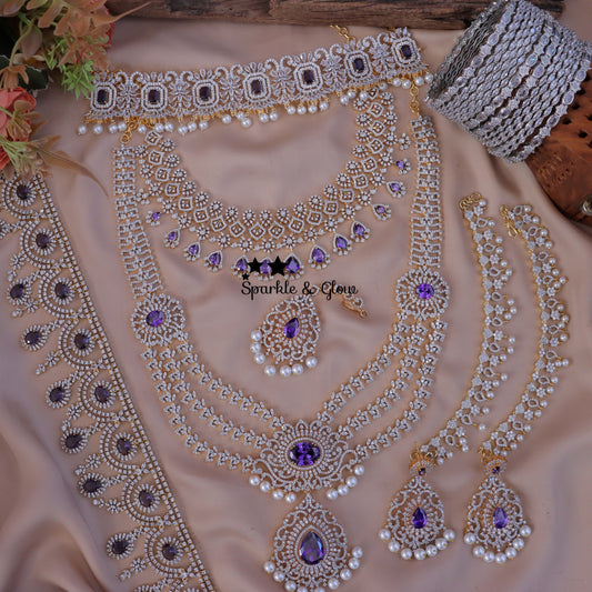 Jewelry Combo Stone American Diamond Bridal sets Get Free Gift Above