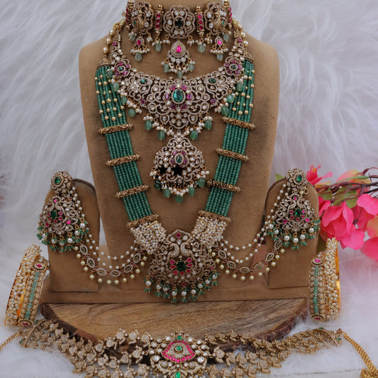 Jewelry Combo Stone American Diamond Bridal sets Get Free Gift Above