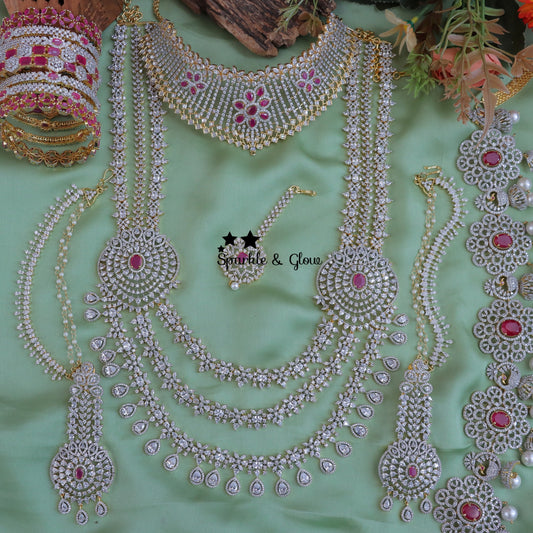 Jewelry Combo Stone American Diamond Bridal sets Get Free Gift Above