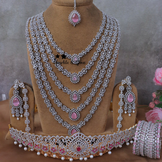 Jewelry Combo Stone American Diamond Bridal sets Get Free Gift Above