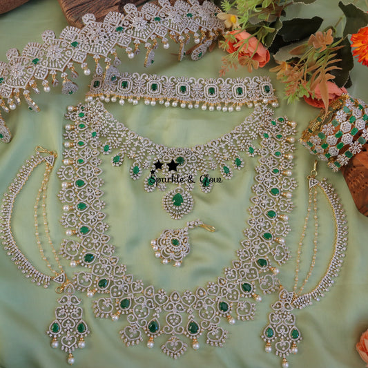 Jewelry Combo Stone American Diamond Bridal sets Get Free Gift Above