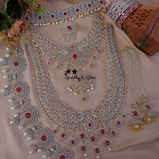 Jewelry Combo Stone American Diamond Bridal sets Get Free Gift Above