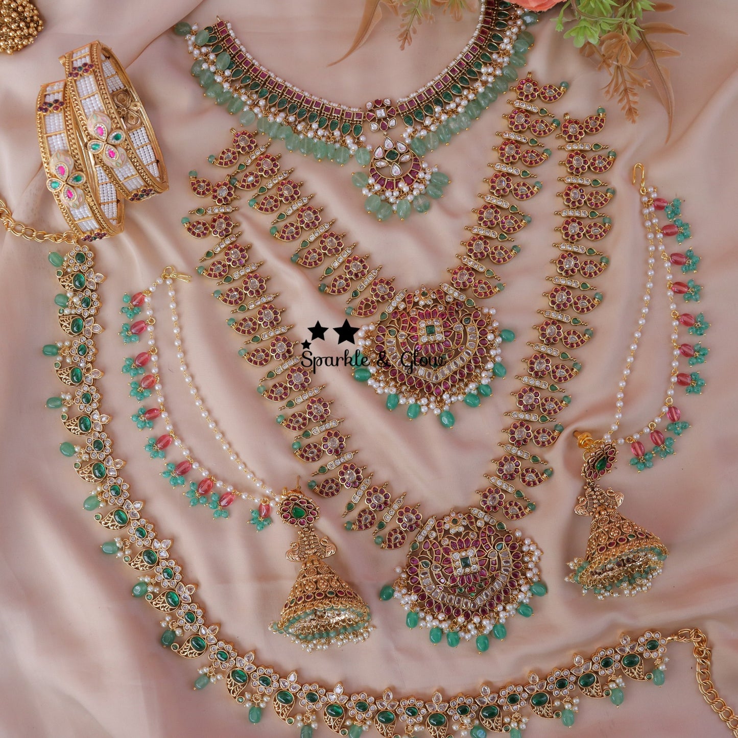 Exquisite Combo Jadau Kundan Pearl Choker Necklace