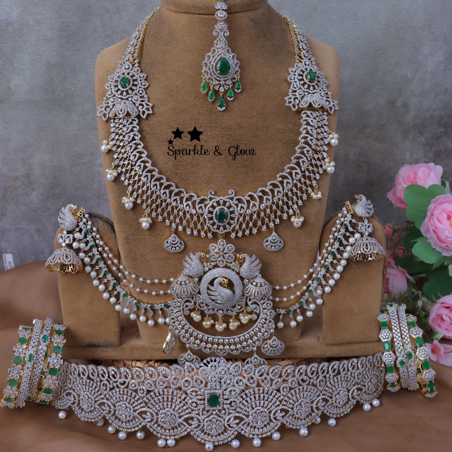 Jewelry Combo  Stone American Diamond Bridal sets Get Free Gift Above