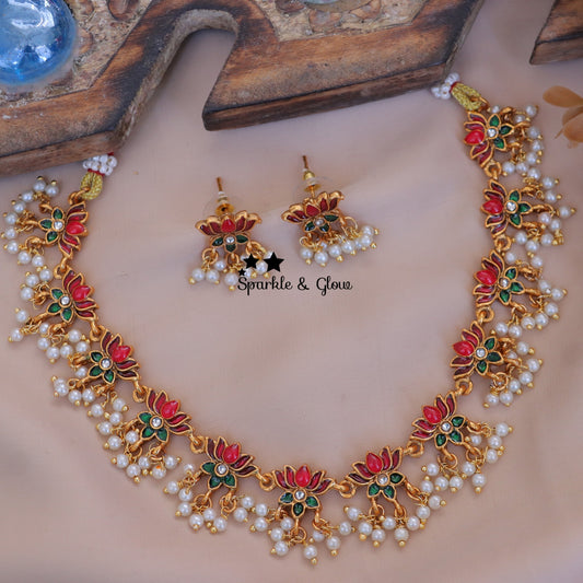 Exquisite Combo Jadau Kundan Pearl Choker Necklace