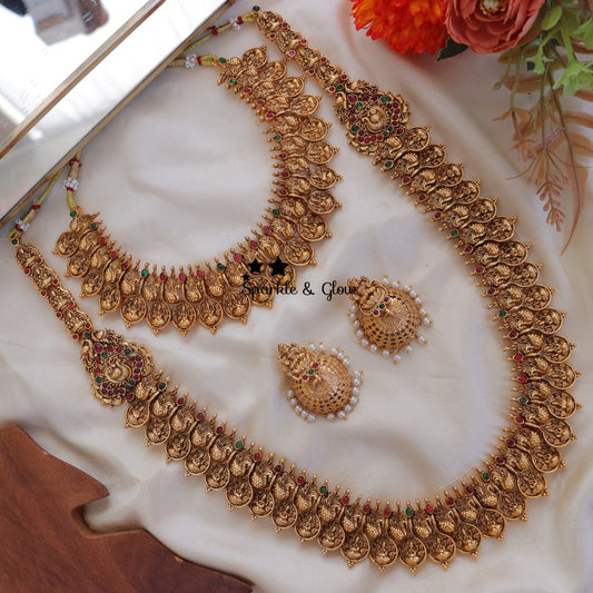Exquisite Lakshmi Peacock Necklace - Timeless Elegance - 10 days preorder timeline