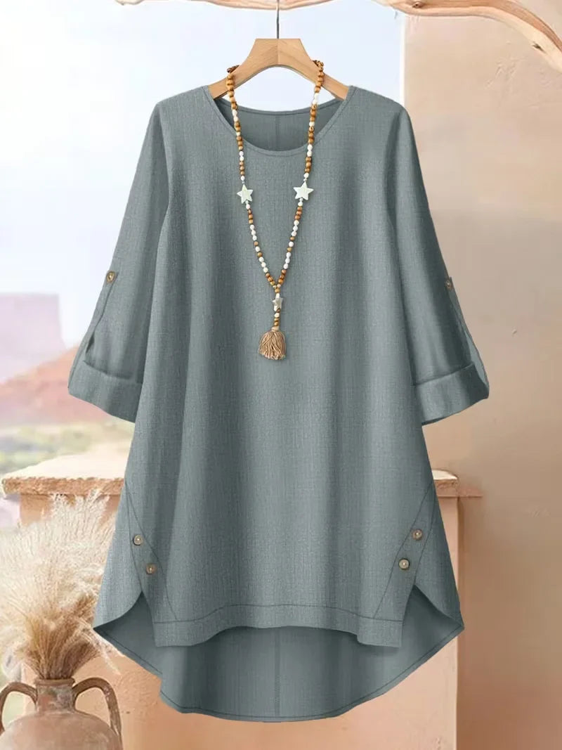 Asymmetrical Button-Front Top & Wide-Leg Pants | Elegant Casual Outfit