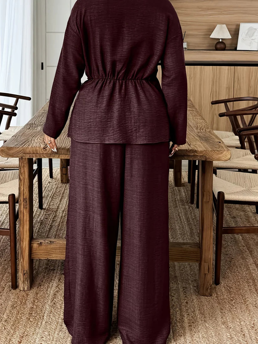 Elegant Pleated Waist Tie Co-Ord Set