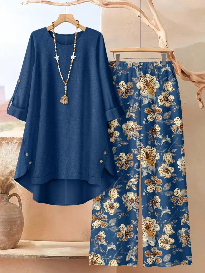 Asymmetrical Button-Front Top & Wide-Leg Pants | Elegant Casual Outfit
