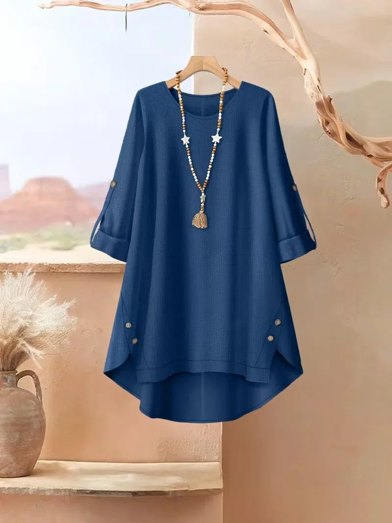 Asymmetrical Button-Front Top & Wide-Leg Pants | Elegant Casual Outfit