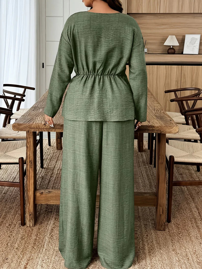 Elegant Pleated Waist Tie Co-Ord Set