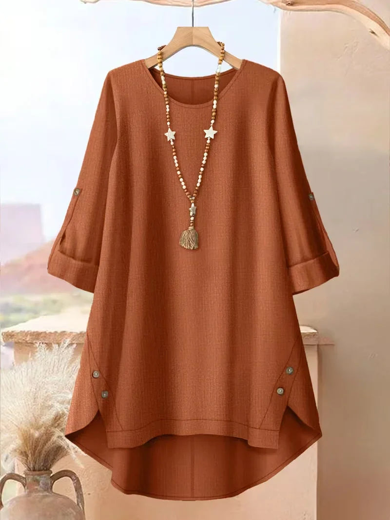 Asymmetrical Button-Front Top & Wide-Leg Pants | Elegant Casual Outfit
