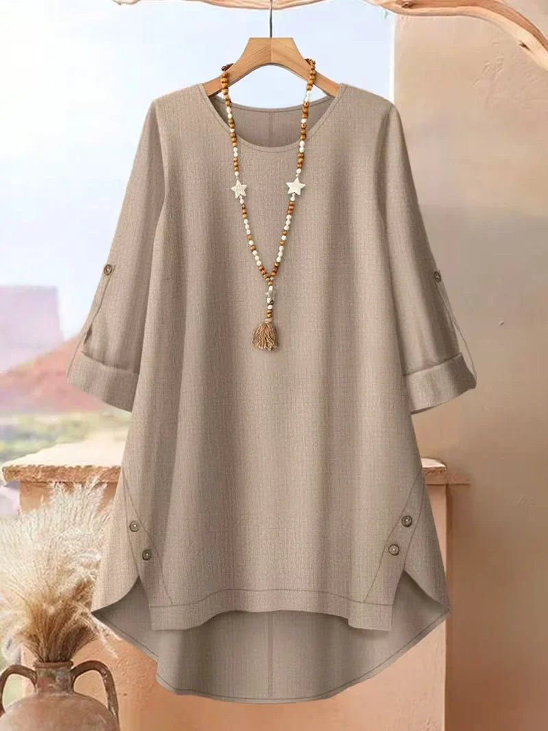 Asymmetrical Button-Front Top & Wide-Leg Pants | Elegant Casual Outfit