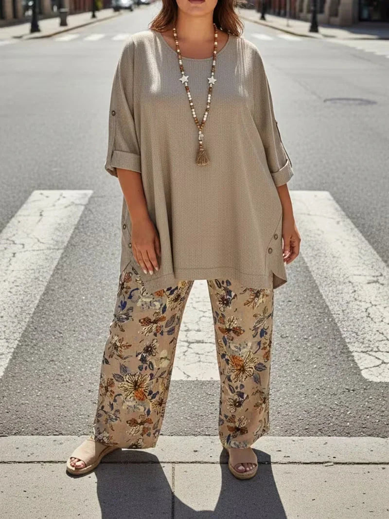 Asymmetrical Button-Front Top & Wide-Leg Pants | Elegant Casual Outfit