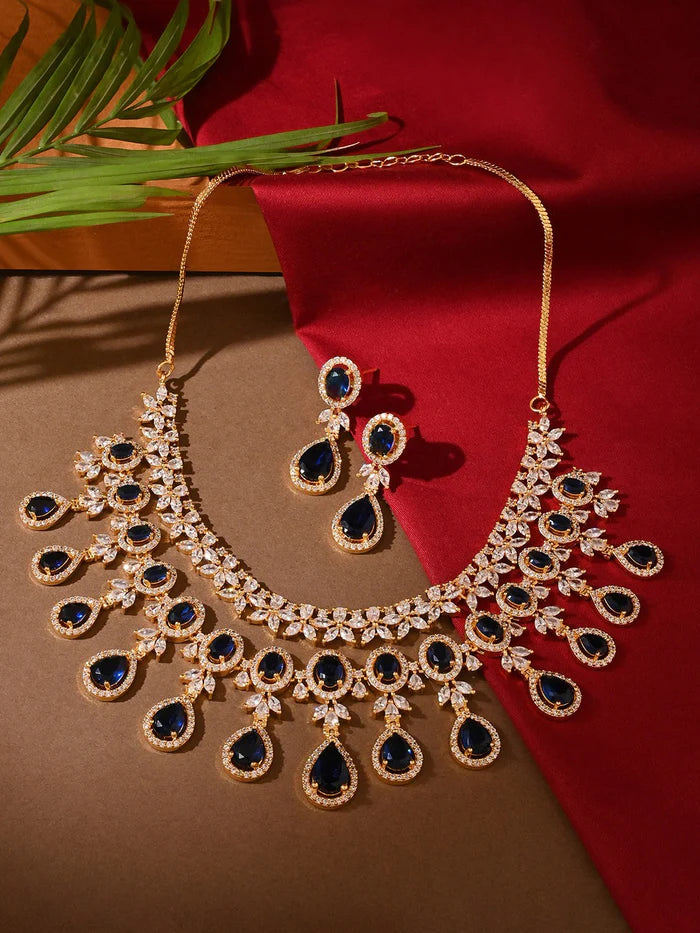 Gold-Plated American Diamond Studded Jewellery Set