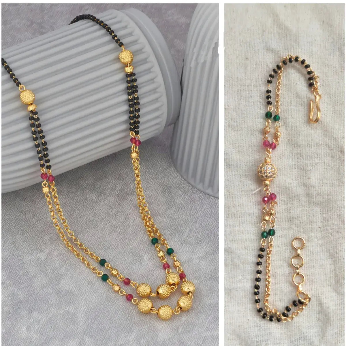 Buy 1 Get 1 Free Combo Set Double Layer Mangalsutra And Braclate