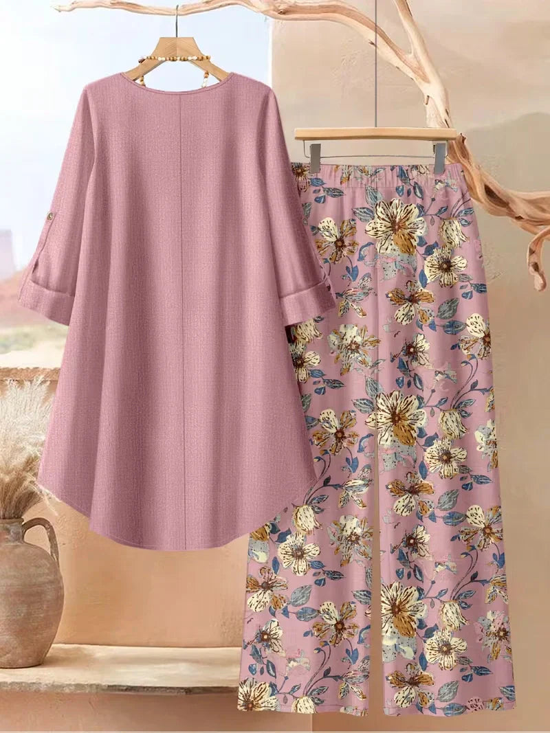 Asymmetrical Button-Front Top & Wide-Leg Pants | Elegant Casual Outfit