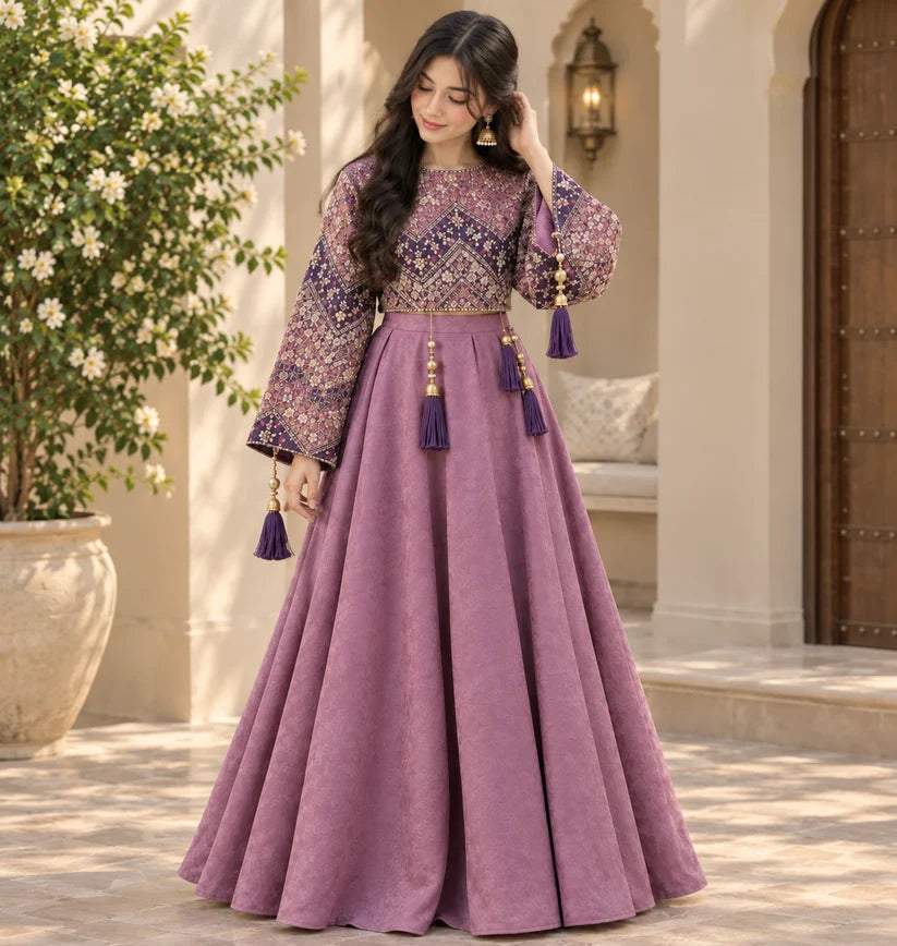 Women’s Printed Crop Top & Flared Skirt Set