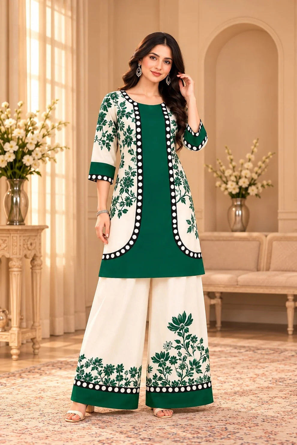 Straight Kurta and Wide-Leg Palazzo