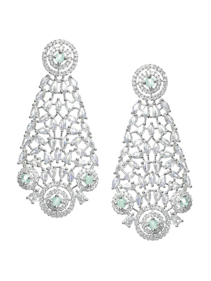 Rhodium-Plated American Diamond-Studded Jewellery Set