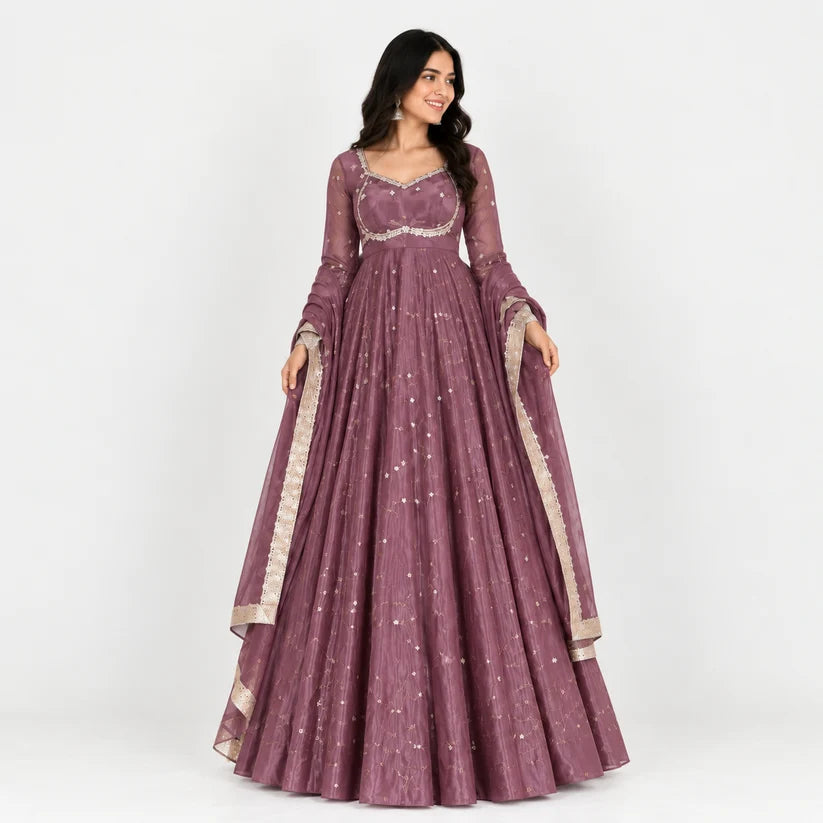 Women’s Embroidered Anarkali Suit Set